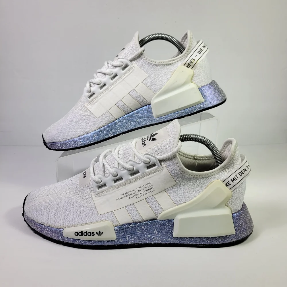 Adidas Originals Men NMD R1 V2 White Speckled Sneakers Sz 8 [GX5163]
